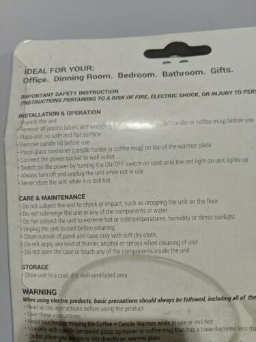 Imperial Home Desktop Coffee & Candle Warmer - No Flame, No Smoke - Sealed! - Fresh Stock Dated December 2025