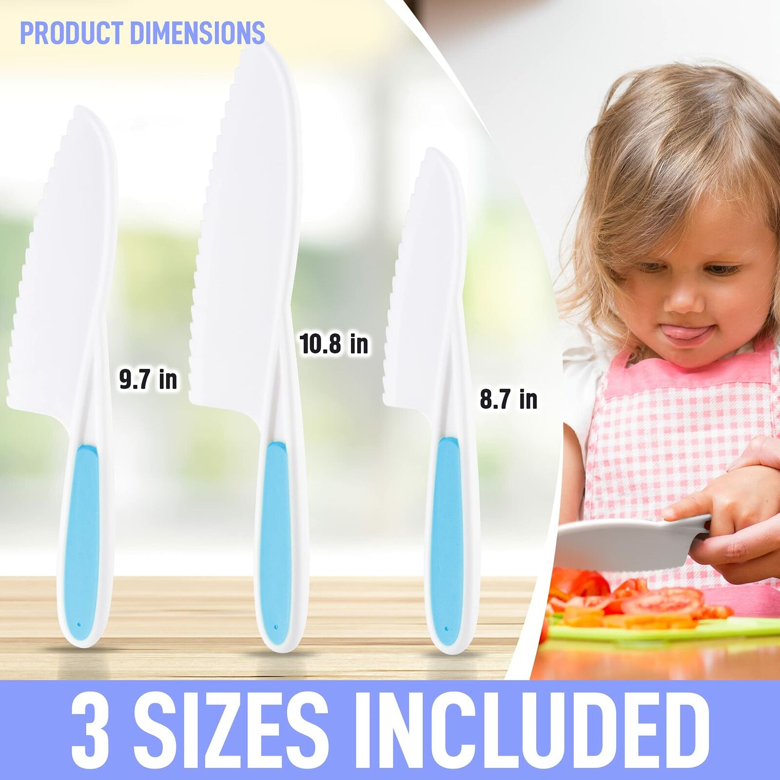 3 Piece Kids Knife Set Safe Fun Cooking Cutting Fruits, Veggies, Sandwiches Cake - Fresh Stock Dated January 2026