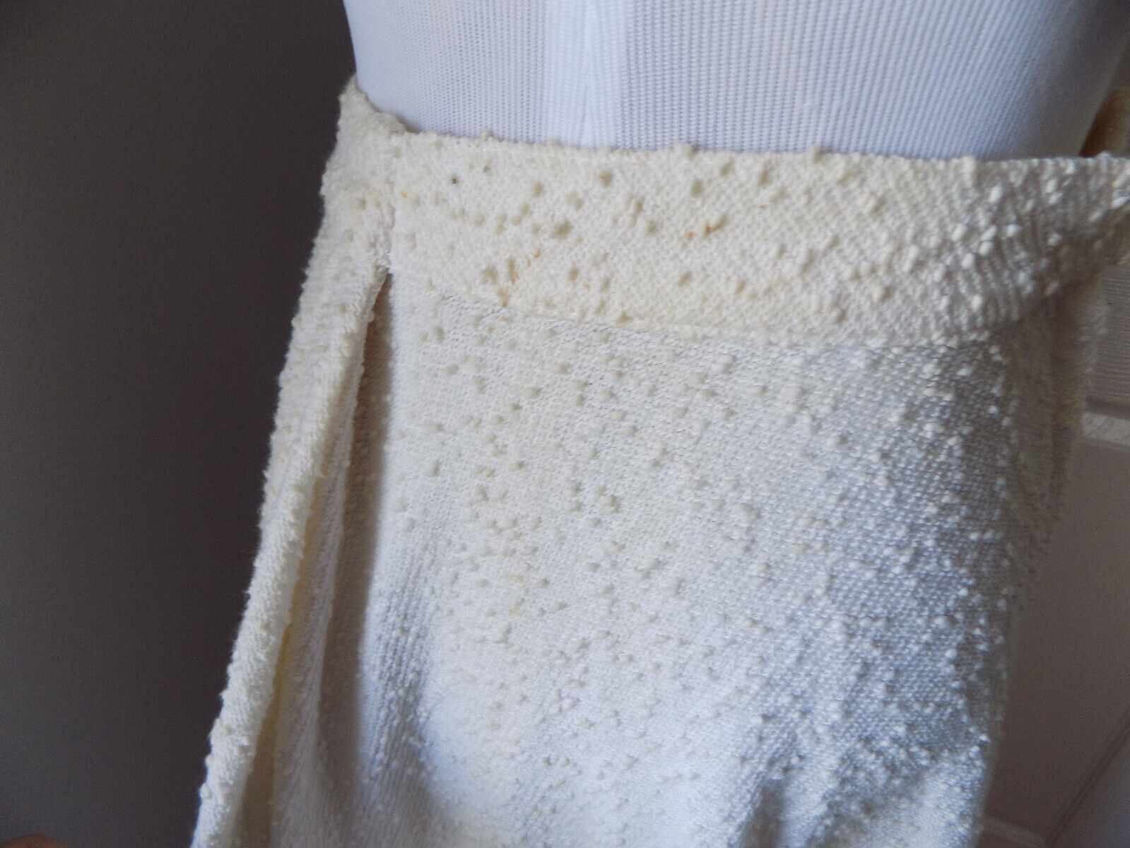 S Simon Ellis vintage 1970s nubby white stretch cotton circle mid-calf skirt - Fresh Stock Dated March 2026