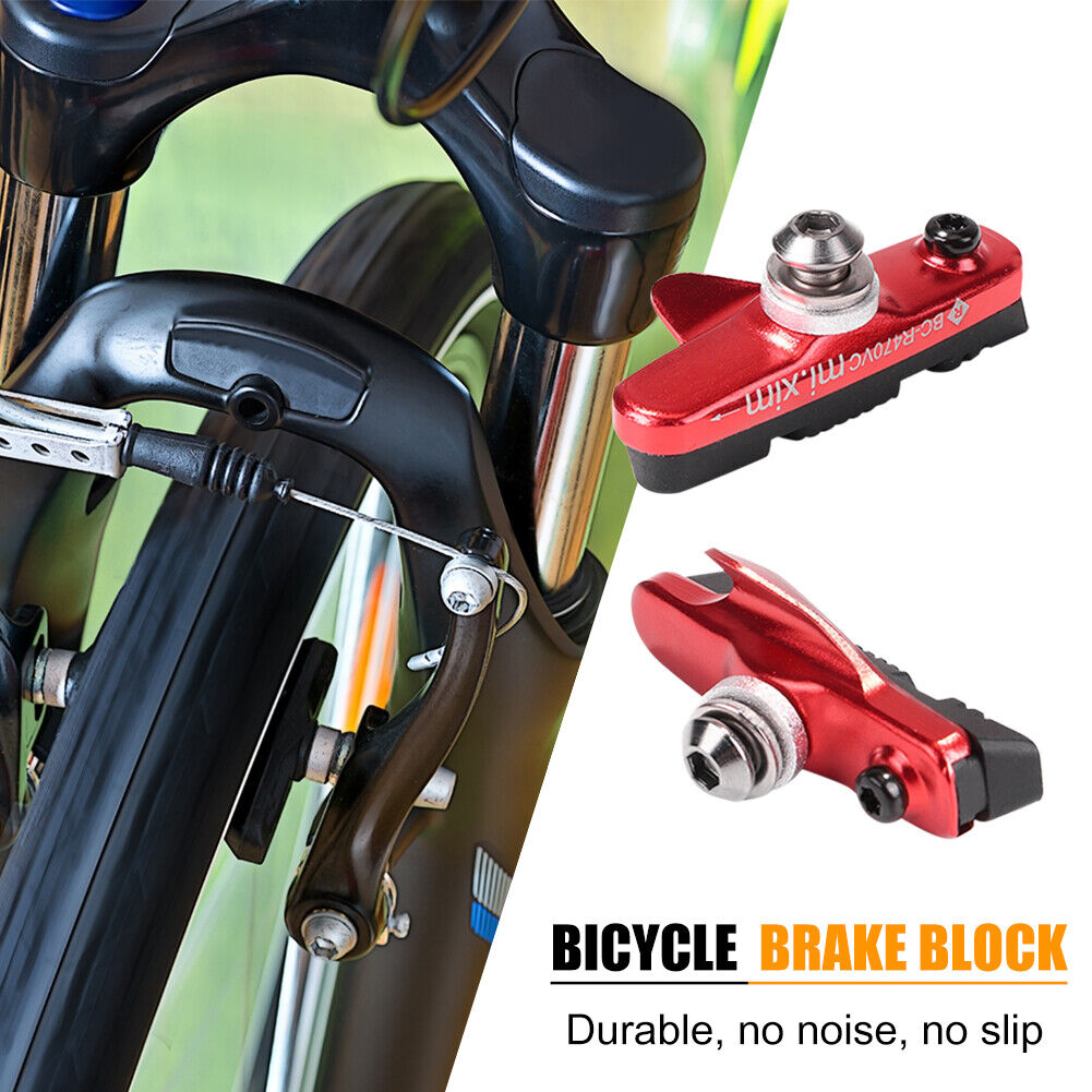 Mi Xim 2X Road Bicycle Bike Brake Pads Holder Rubber Shoes Blocks (Red) US - Fresh Stock Dated February 2026