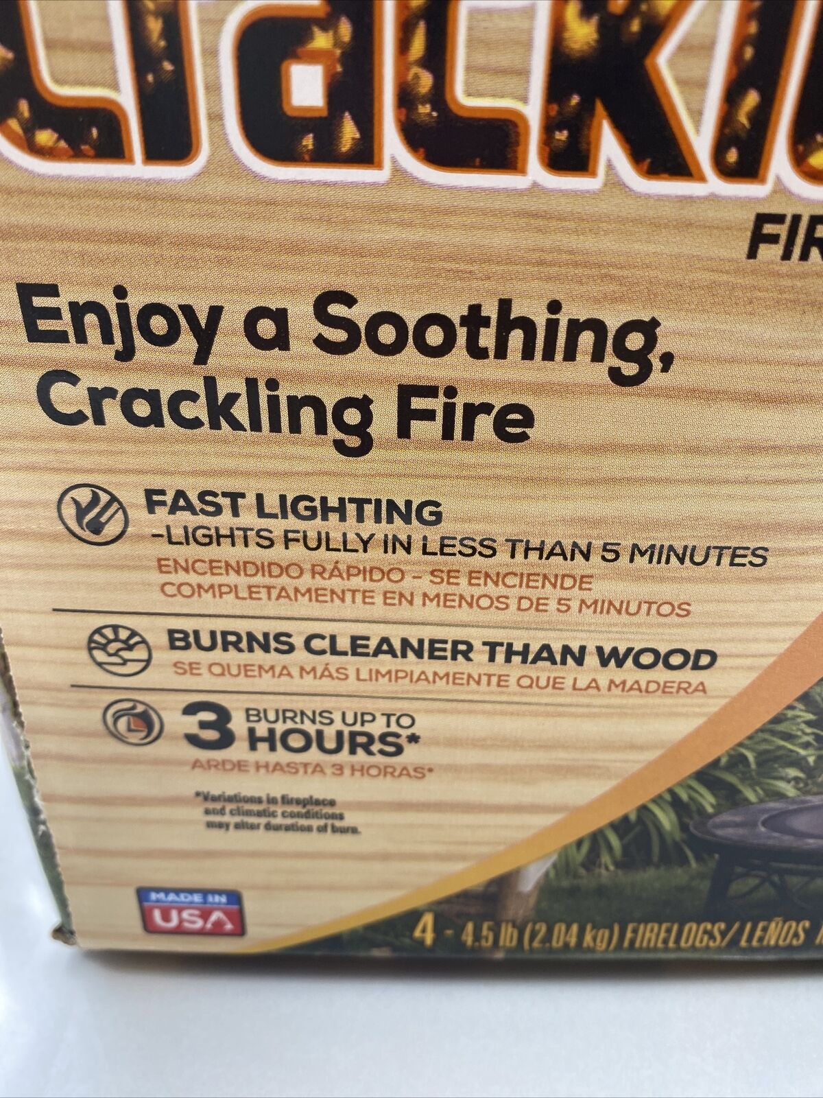 Duraflame Fire Logs Indoor Outdoor Crackling Wood Fire 4.5 lb 3 Hour Burn 8 Pack - Fresh Stock Dated December 2025
