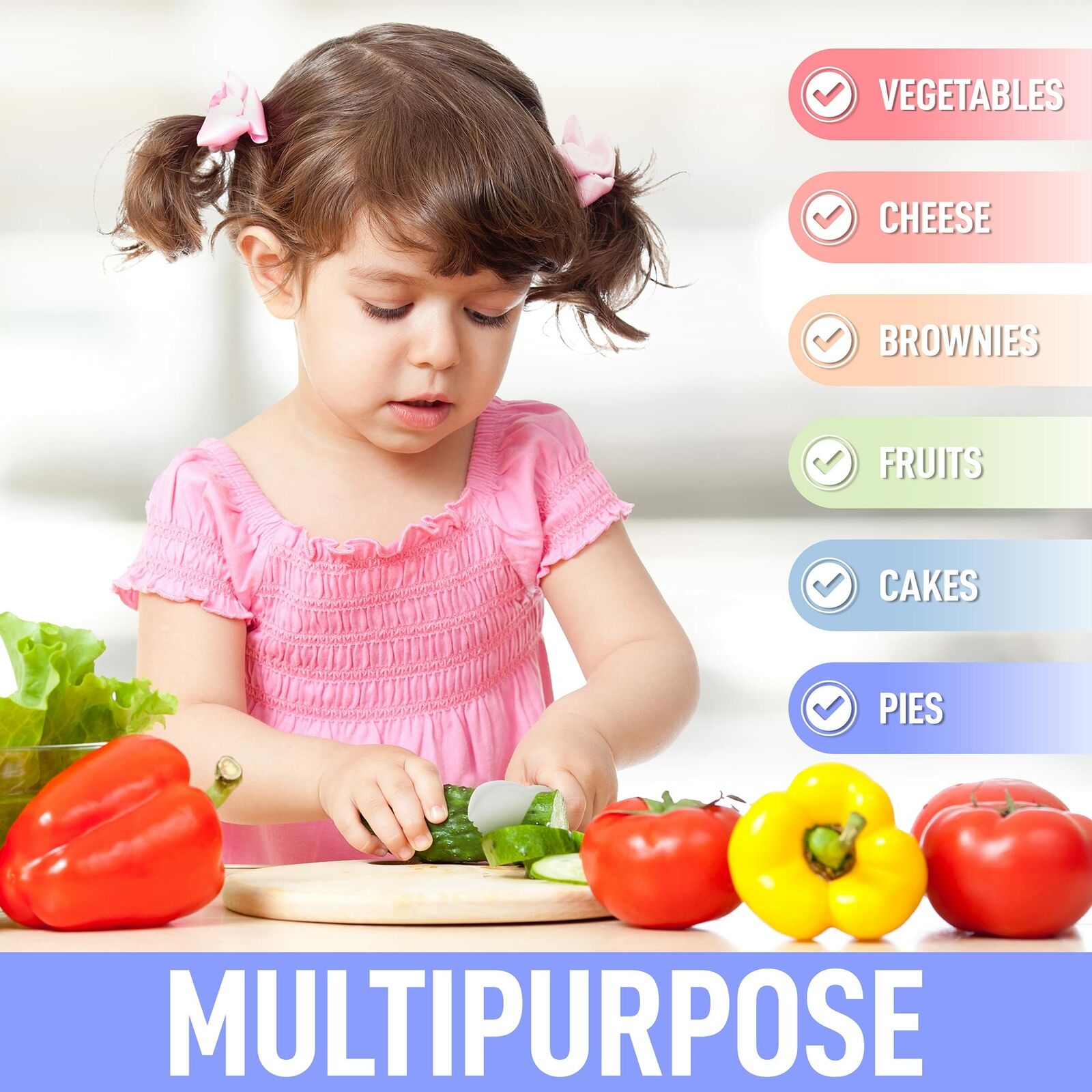 3 Piece Kids Knife Set Safe Fun Cooking Cutting Fruits, Veggies, Sandwiches Cake - Fresh Stock Dated January 2026