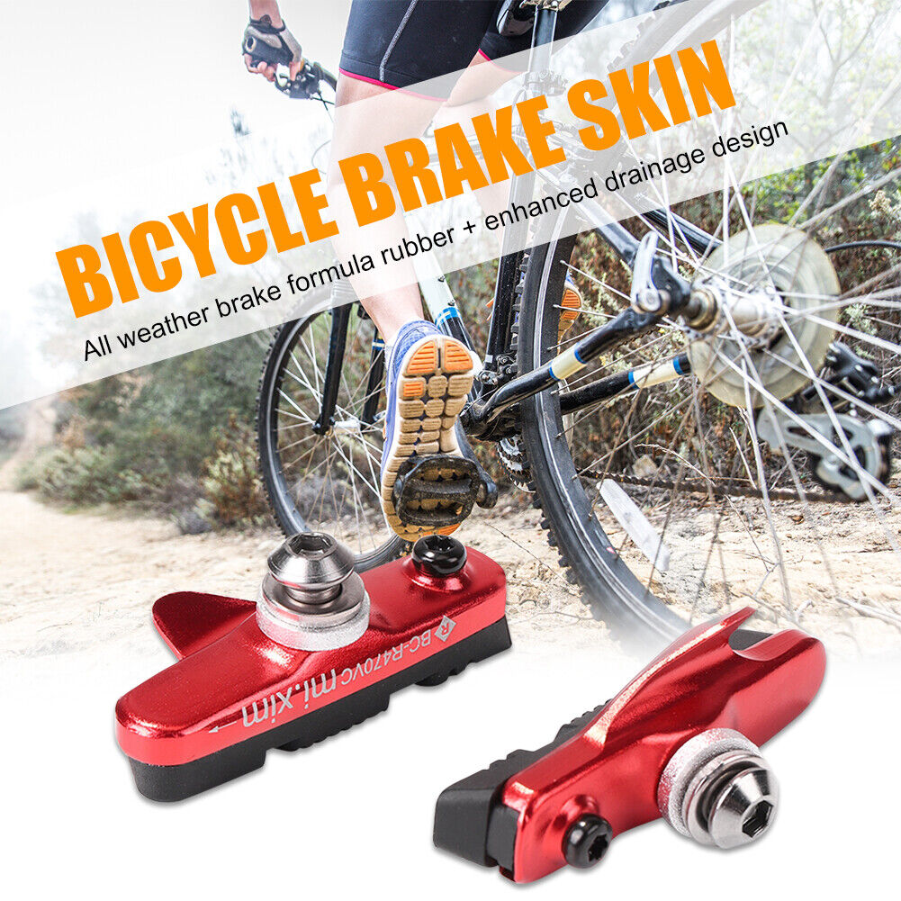 Mi Xim 2X Road Bicycle Bike Brake Pads Holder Rubber Shoes Blocks (Red) US - Fresh Stock Dated February 2026