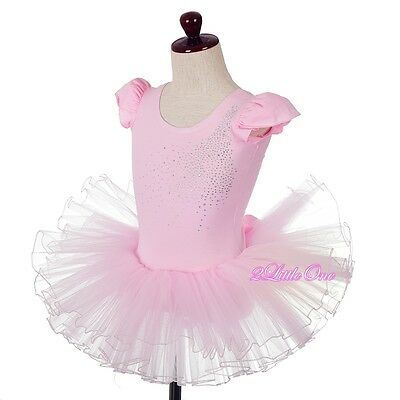 Rhinestones Ballet Tutu Dancewear Dance Leotard Fairy Costume Pink Size 3-7 #067 - Fresh Stock Dated February 2026