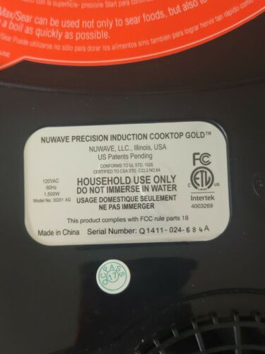 NuWave PIC Gold Precision Induction Portable Cooktop Precise Temp 30201 AQ - Fresh Stock Dated December 2025