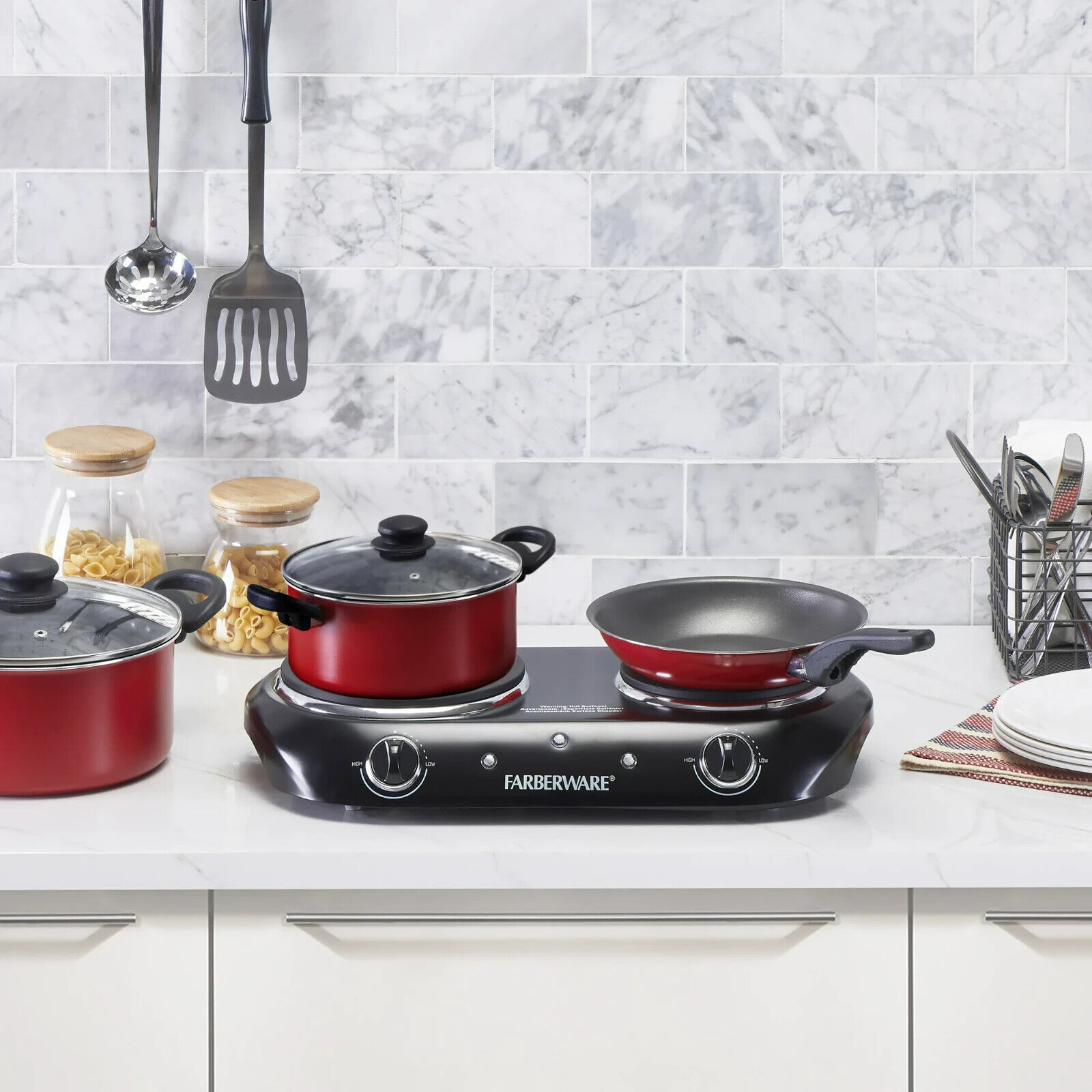 Electric Stove Cooktop Burner 1800W Hot Plate Portable 2 Burners Kitchen Cooking - Fresh Stock Dated February 2026