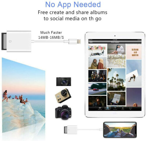 Camera SD Card Reader Adapter Cable for iPhone 8 Plus 6S Apple iPad Pro Air Mini - Fresh Stock Dated December 2025