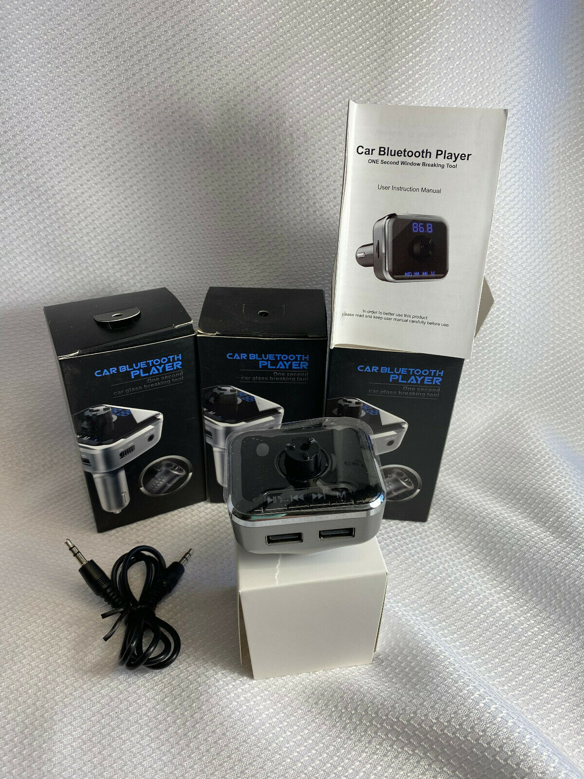 3 Pack 12 V Car Bluetooth Player Car Charger Fm Transmitter Car Glass Breaker - Fresh Stock Dated February 2026