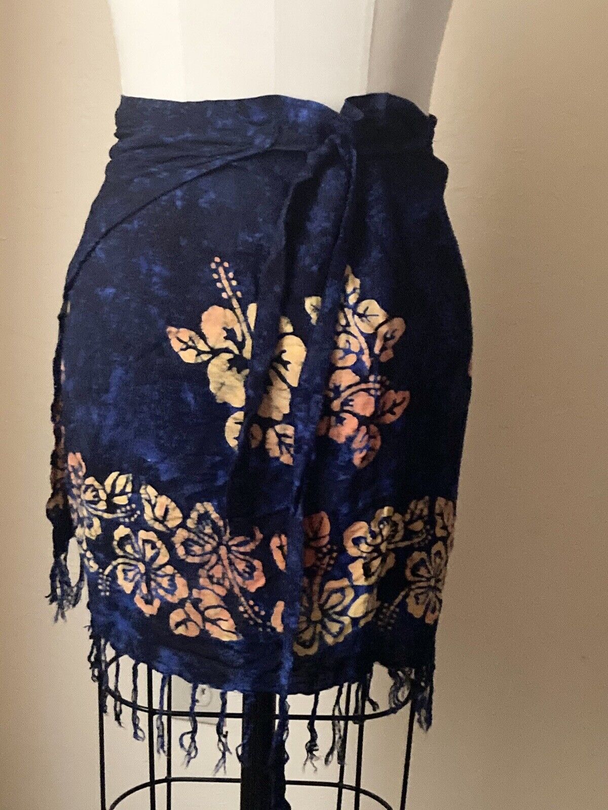 Harvest Wrap Mini Skirt Batik Size One Size Fits Most Hippie BOHO Dark Navy Blue - Fresh Stock Dated March 2026