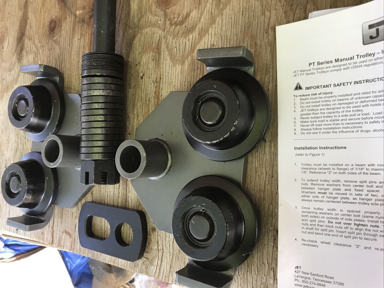 Jet Industries Pt Series Plain Trolley, 1 Ton, 3 - 8 Beam Width 252010 - Fresh Stock Dated December 2025