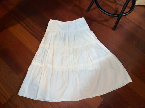 Vintage White Cotton  Prairie Skirt Sz 8 White  Long Eyelet Ruffle Trim - Fresh Stock Dated February 2026