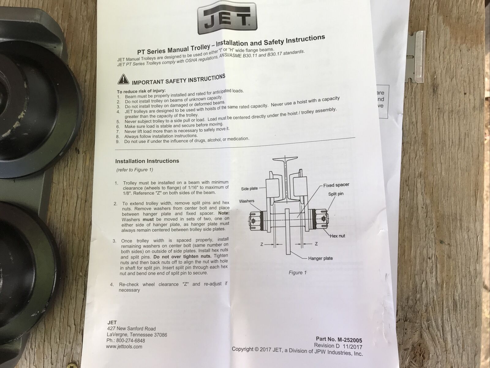 Jet Industries Pt Series Plain Trolley, 1 Ton, 3 - 8 Beam Width 252010 - Fresh Stock Dated December 2025