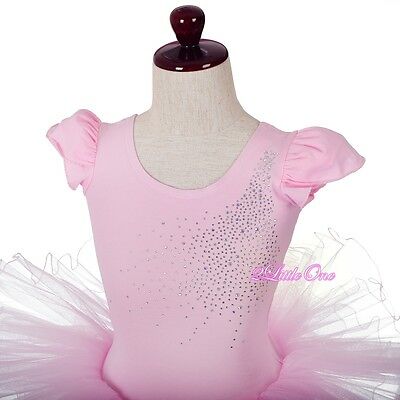 Rhinestones Ballet Tutu Dancewear Dance Leotard Fairy Costume Pink Size 3-7 #067 - Fresh Stock Dated February 2026