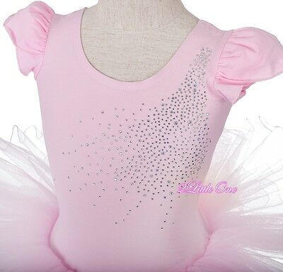 Rhinestones Ballet Tutu Dancewear Dance Leotard Fairy Costume Pink Size 3-7 #067 - Fresh Stock Dated February 2026