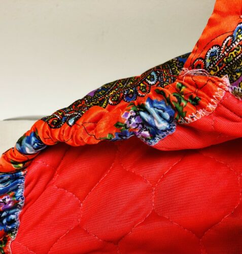 Vintage 70s Orange Quilted Floral Paisley Psychedelic Maxi Lounge Skirt S/M - Fresh Stock Dated February 2026