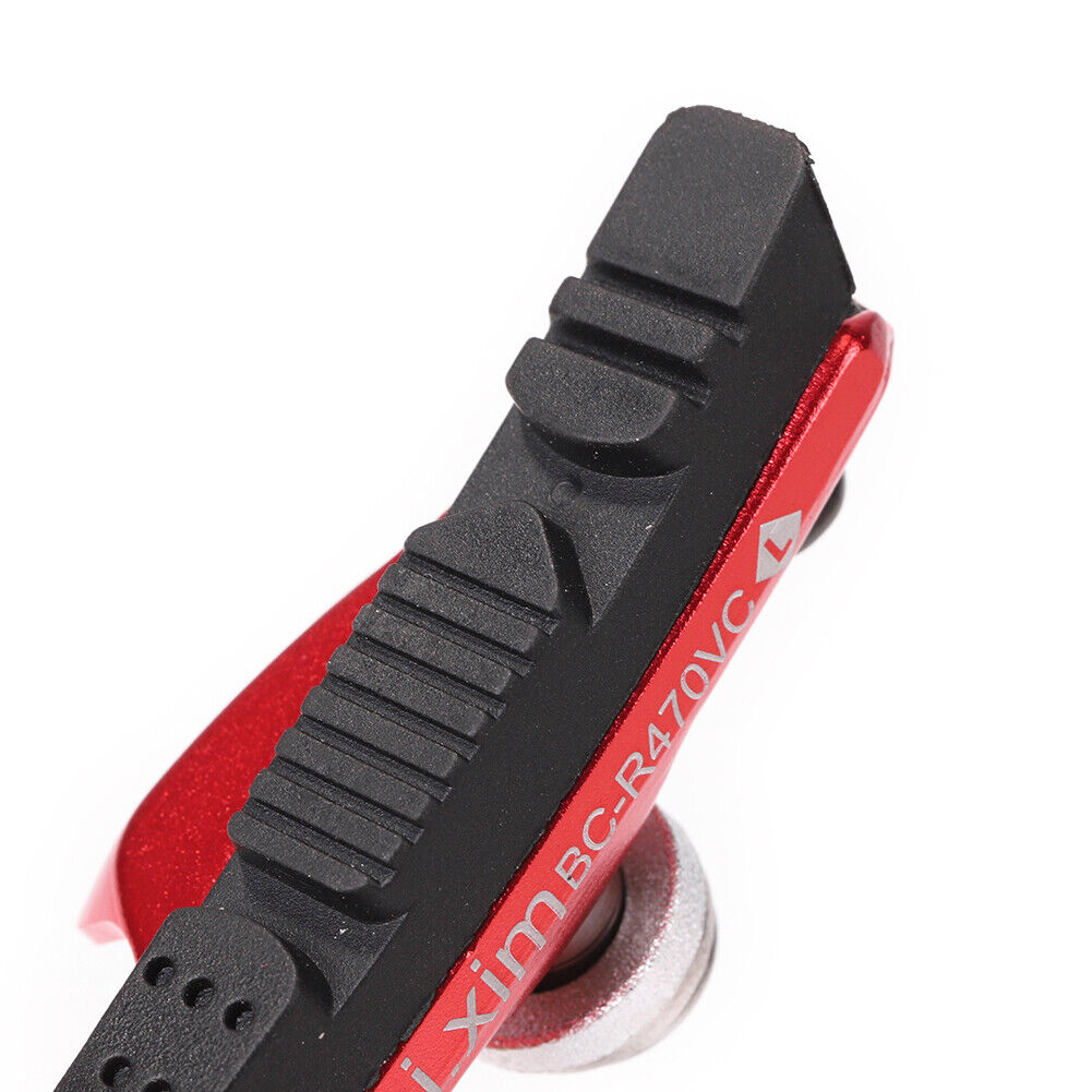 Mi Xim 2X Road Bicycle Bike Brake Pads Holder Rubber Shoes Blocks (Red) US - Fresh Stock Dated February 2026