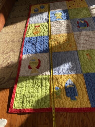 Lot 2 Pottery Barn Kids Quilted FISH Nautical Twin Quilt + 1 Std Sham Blue Red - Fresh Stock Dated December 2025