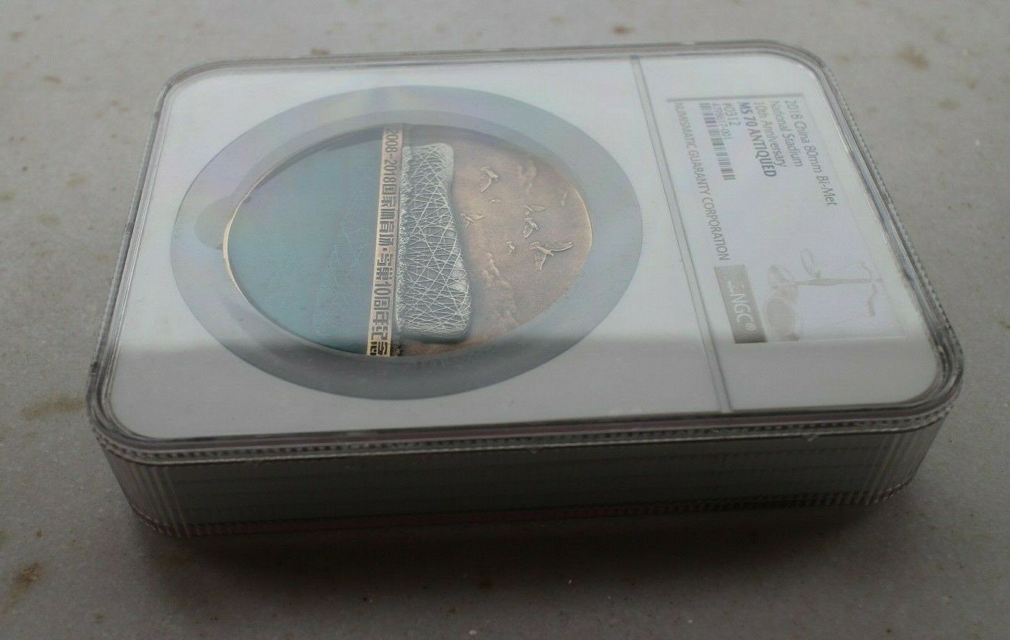 NGC MS70 Antiqued China 2018 80mm Bi-metall with Enamel Medal - Bird's Nest - Fresh Stock Dated February 2026