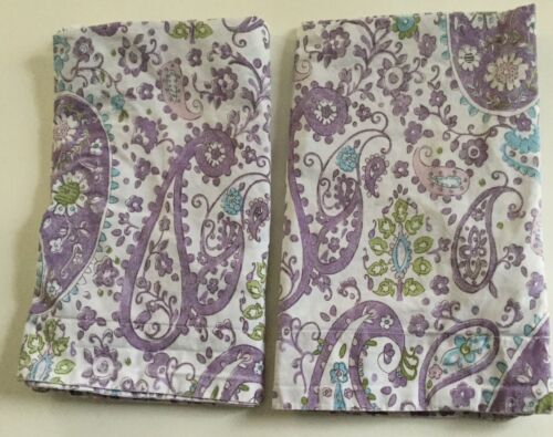 2 Pottery Barn Kids Brooklyn Paisley Standard Shams Purple Pink Blue Green White - Fresh Stock Dated December 2025