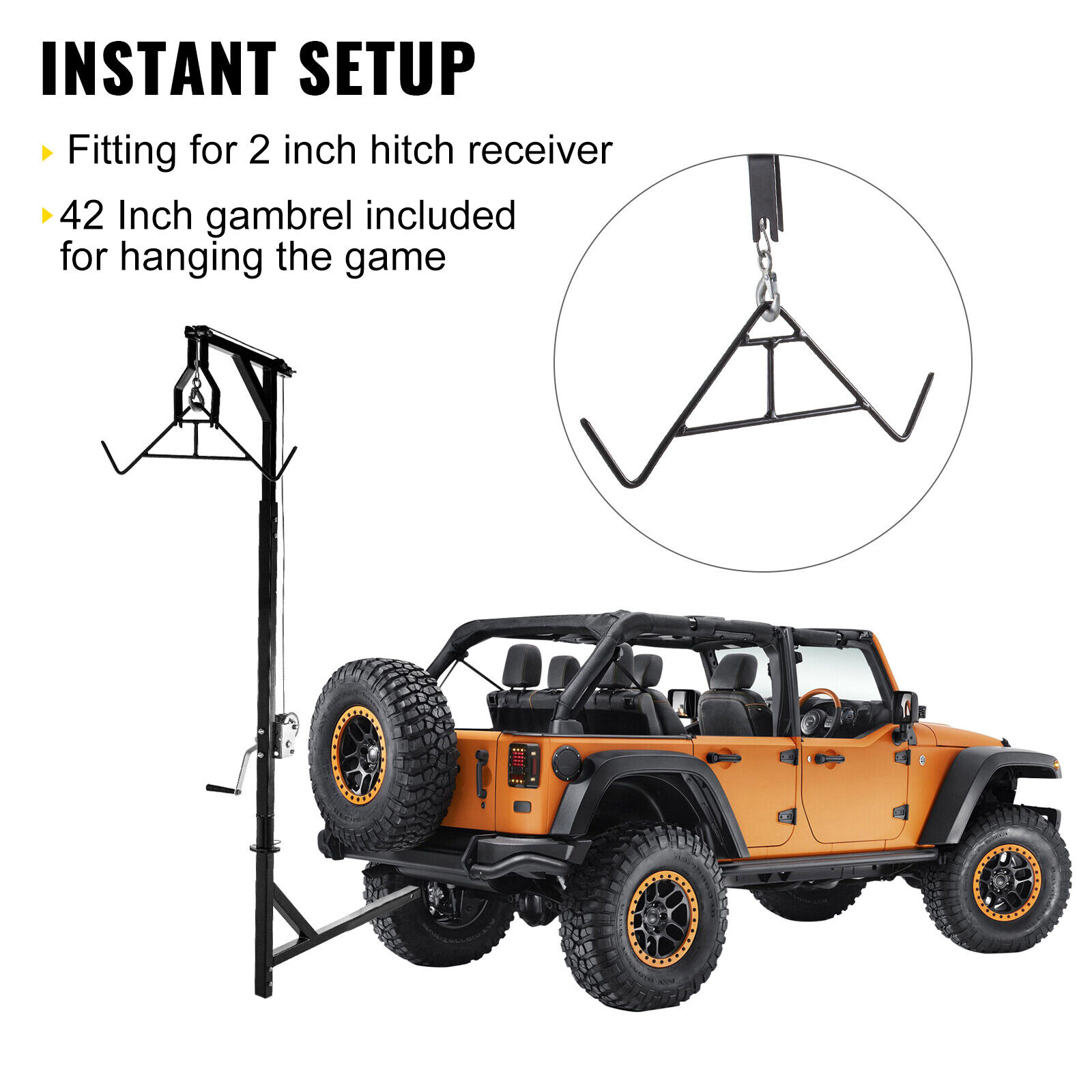 VEVOR Hitch Mounted Deer Hoist Hitch Game Hoist 400lbs Winch Lift w/ Gambrel - Fresh Stock Dated February 2026