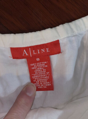 Vintage White Cotton  Prairie Skirt Sz 8 White  Long Eyelet Ruffle Trim - Fresh Stock Dated February 2026