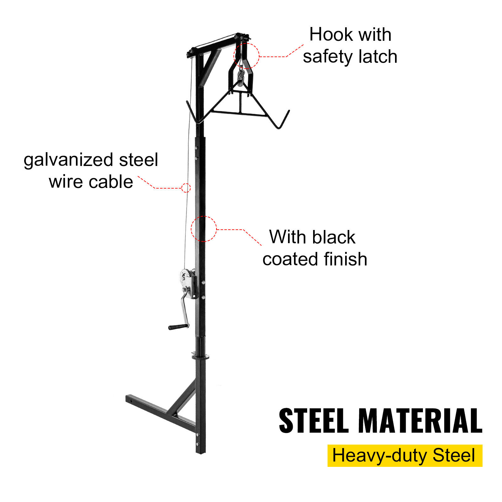 VEVOR Hitch Mounted Deer Hoist Hitch Game Hoist 400lbs Winch Lift w/ Gambrel - Fresh Stock Dated February 2026