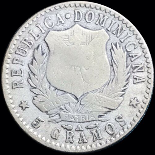 1897 Dominican Republic 20 Centavos KM #14 Foreign Silver Coin - Fresh Stock Dated December 2025