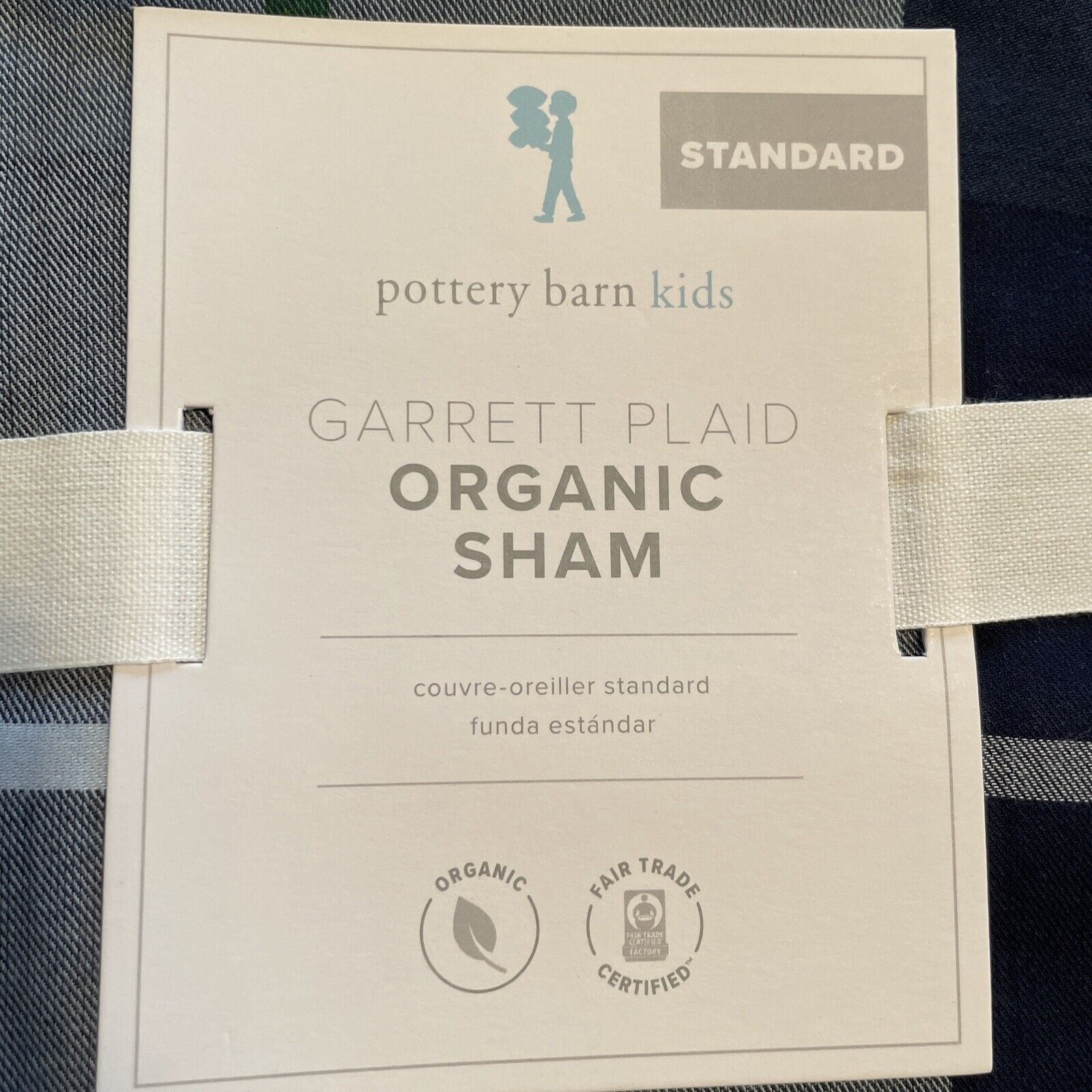 New GARRETT PLAID ORGANIC Sham POTTERY BARN KIDS * Standard Size 20
