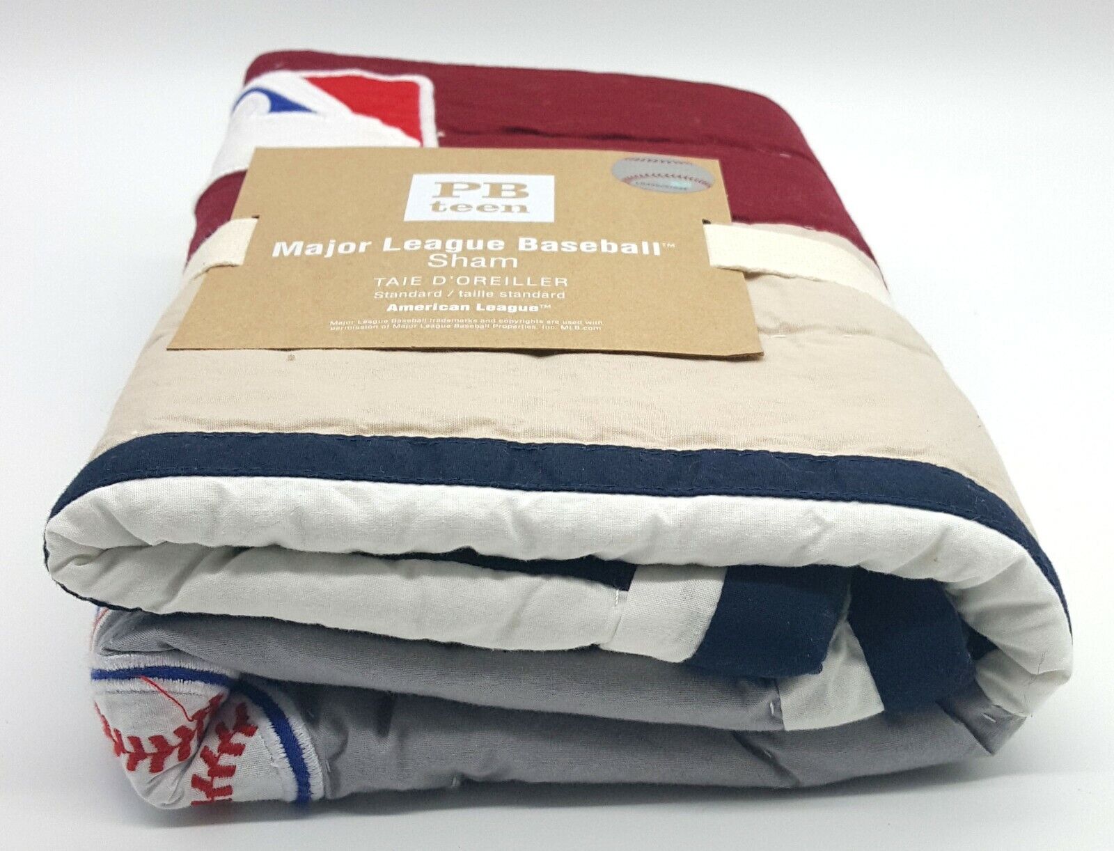 Pottery Barn Teen Major League Baseball Standard Pillow Sham Quilted Appliqued - Fresh Stock Dated February 2026