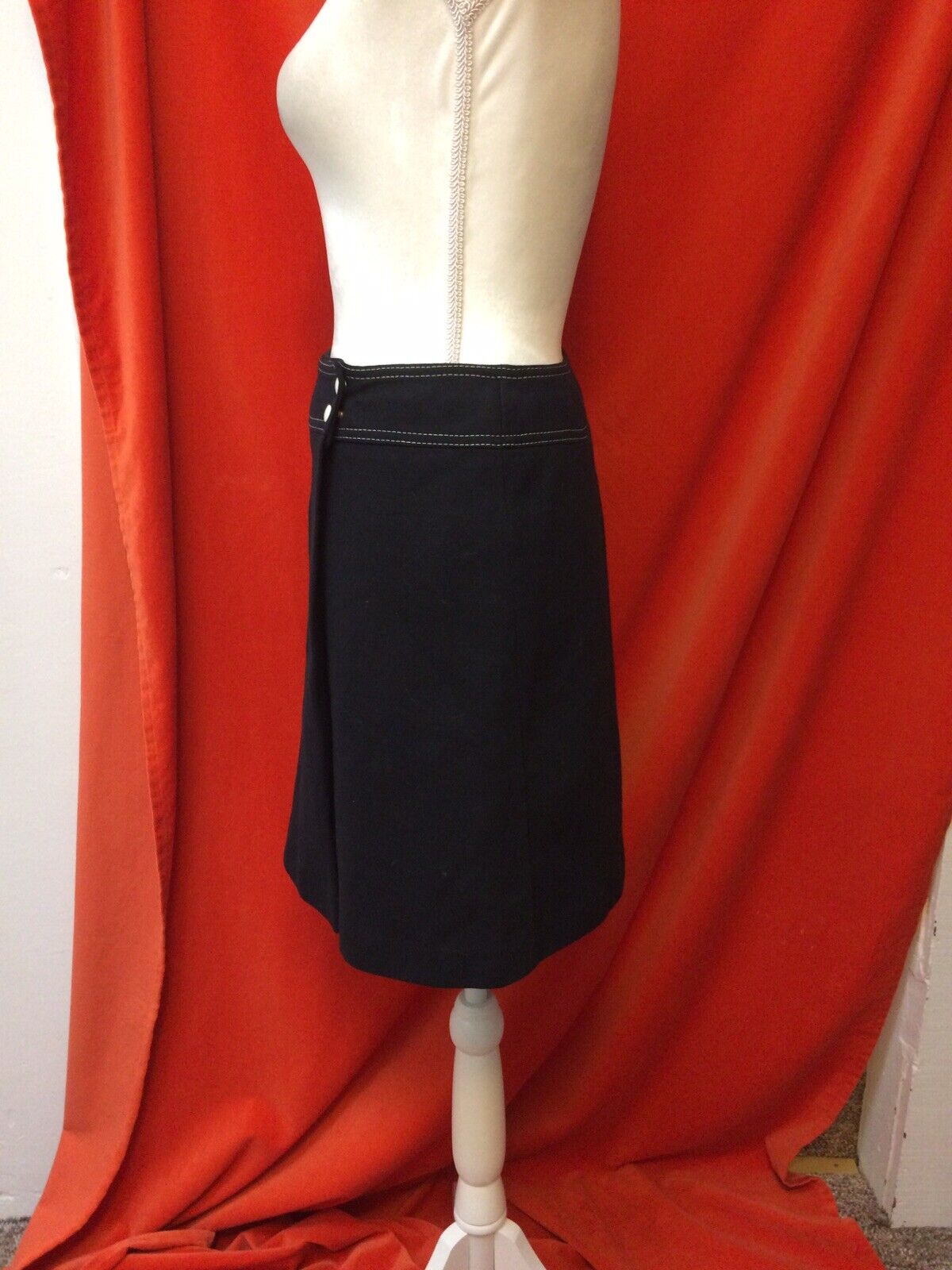 Vintage 70s White Stag a-line mini skirt topstitch wrap black small - Fresh Stock Dated February 2026