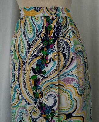 PSYCHEDELIC FLORAL PRINT Vintage 1970s BOHO MAXI SKIRT  - 29 inch waist - Fresh Stock Dated February 2026