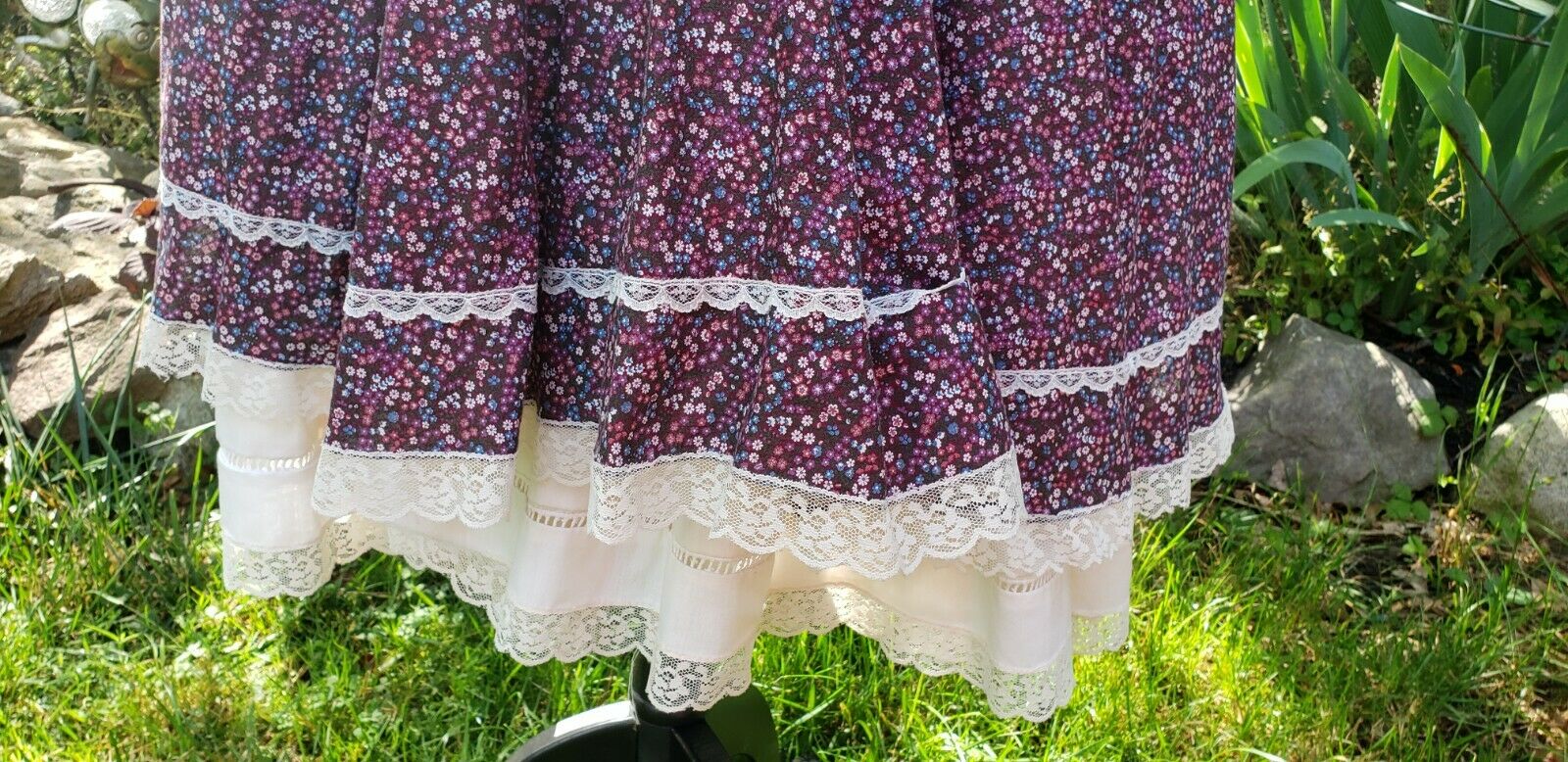 Vintage 80s Jessica's Gunnies Gunne Sax  Prairie Floral Calico Lace Midi Skirt - Fresh Stock Dated February 2026