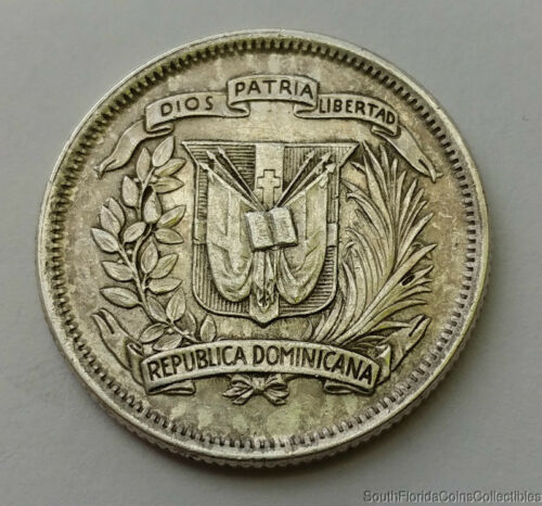 1944 Dominican Republic 25 Centavos .900 Silver Coin - Fresh Stock Dated December 2025