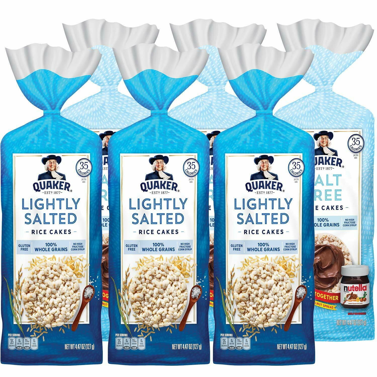 (6 Pack) Quaker Large Rice Cakes, Gluten Free, Lightly Salted + Salt Free - Fresh Stock Dated December 2025