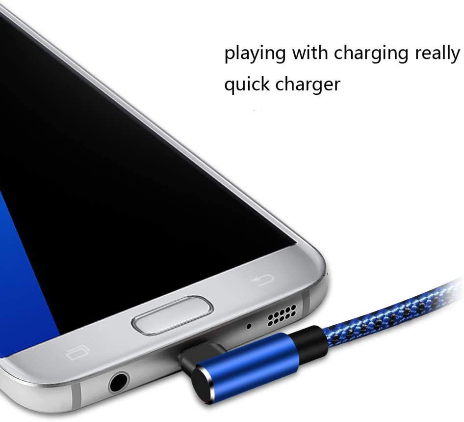 [3 Pack] Micro USB Charger Cable for Kindle 90 Degree Right Angle Blue 10FT - Fresh Stock Dated February 2026