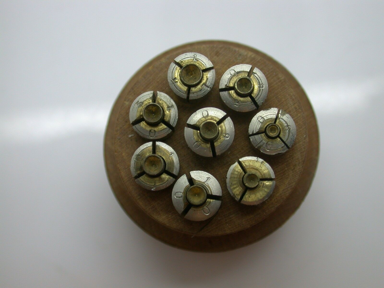 Watchmakers Vintage Set of 8 Jewel Chucks in Nice Original Wood Case - 1EE - Fresh Stock Dated February 2026