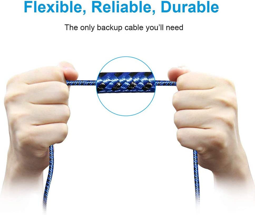 [3 Pack] Micro USB Charger Cable for Kindle 90 Degree Right Angle Blue 10FT - Fresh Stock Dated February 2026