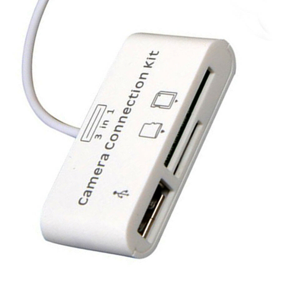 3 in 1 USB SD Card Reader Micro Camera DSLR Link Adapter reader for iphone iPad - Fresh Stock Dated December 2025