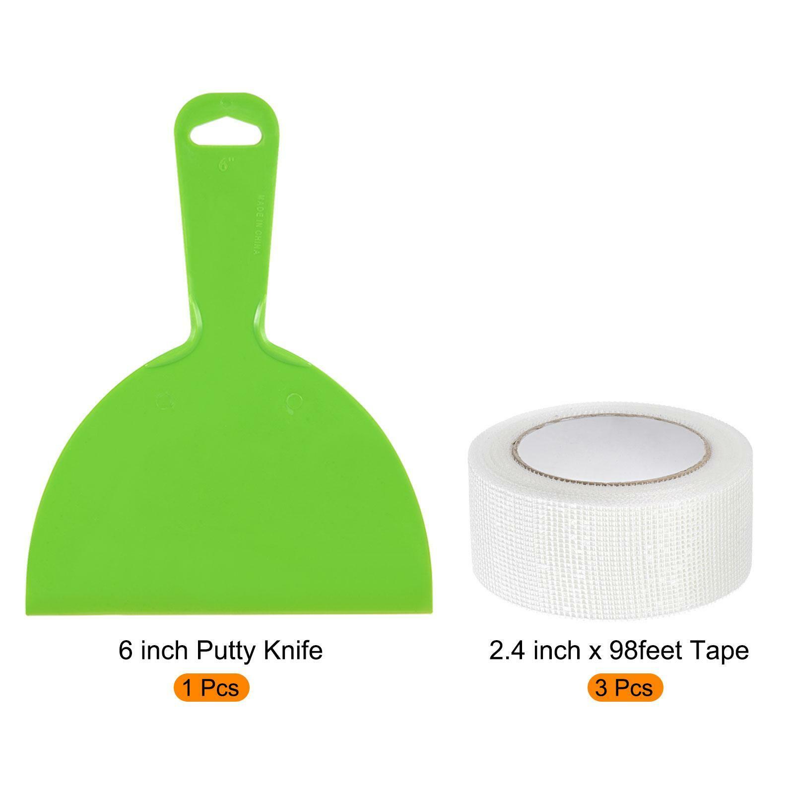 6inch Putty Knife and 2mm Mesh Drywall Joint Tape 2.4inch x 98feet, 4Pcs - Fresh Stock Dated February 2026
