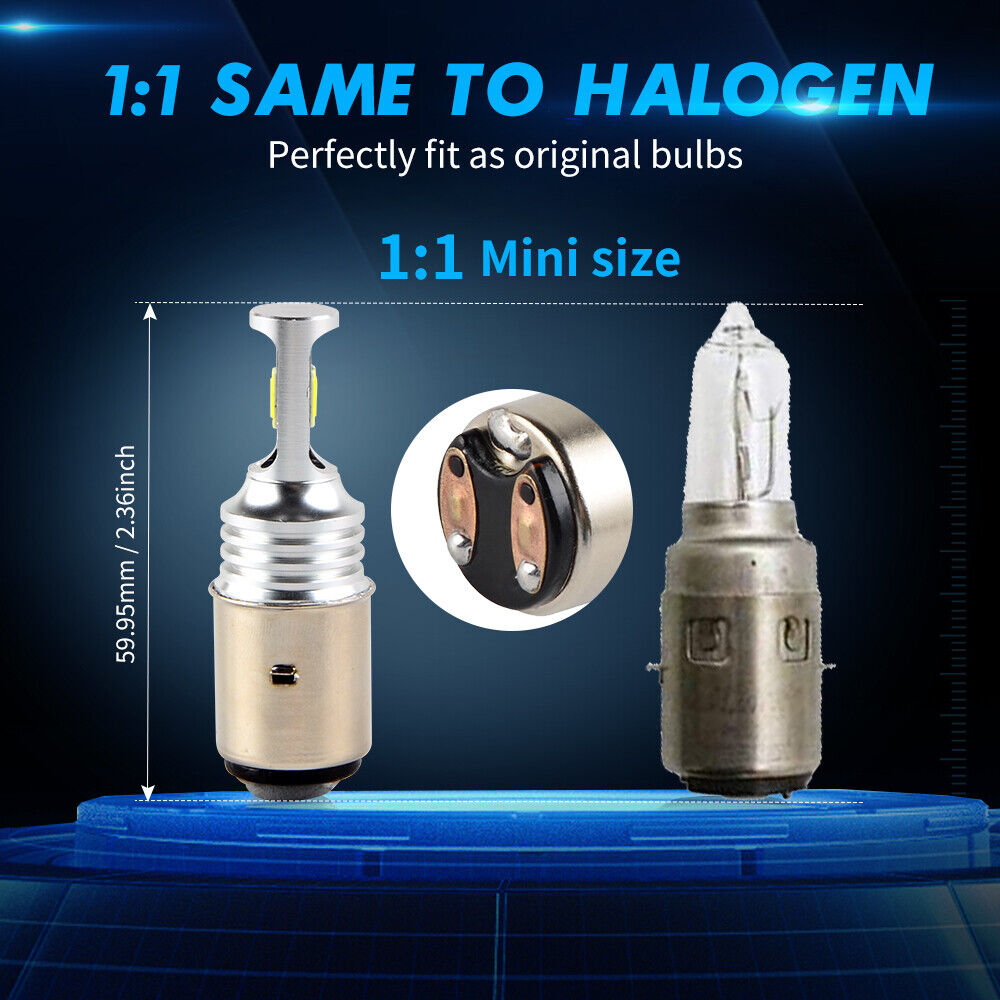 BEVINSEE S2 H6 LED Headlights Kit 6000K 3000LM White High Power 2x BA20D Bulbs - Fresh Stock Dated March 2026