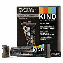 Nuts and Spices Bar, Dark Chocolate Mocha Almond, 1.4 oz Bar, 12/Box - Fresh Stock Dated December 2025