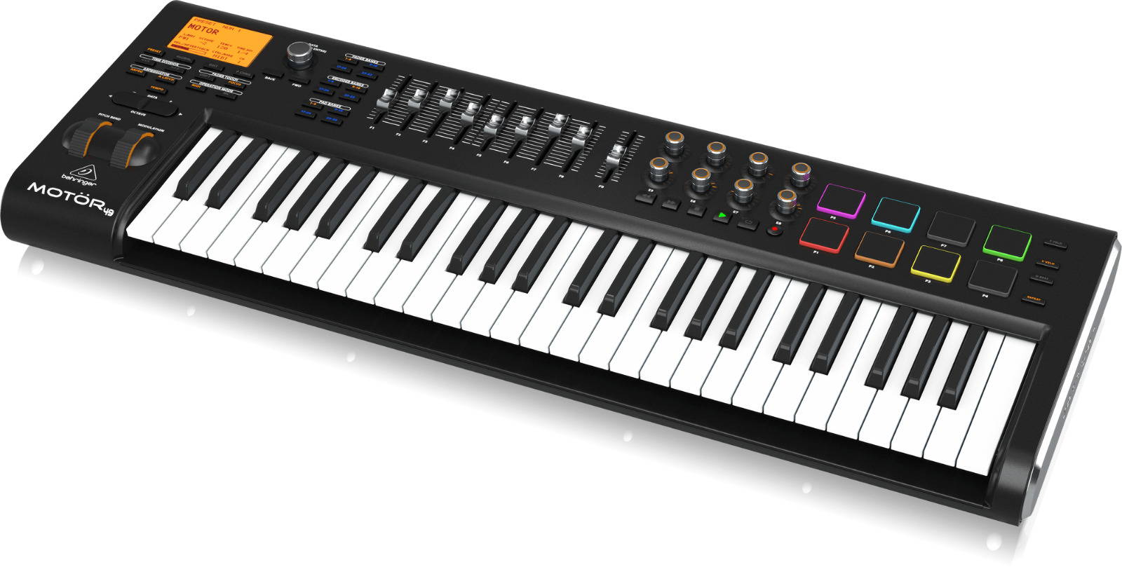 Behringer MOTOR 49 49-Key USB/MIDI Controller Keyboard w/ Touch-Sensitive Pads - Fresh Stock Dated February 2026
