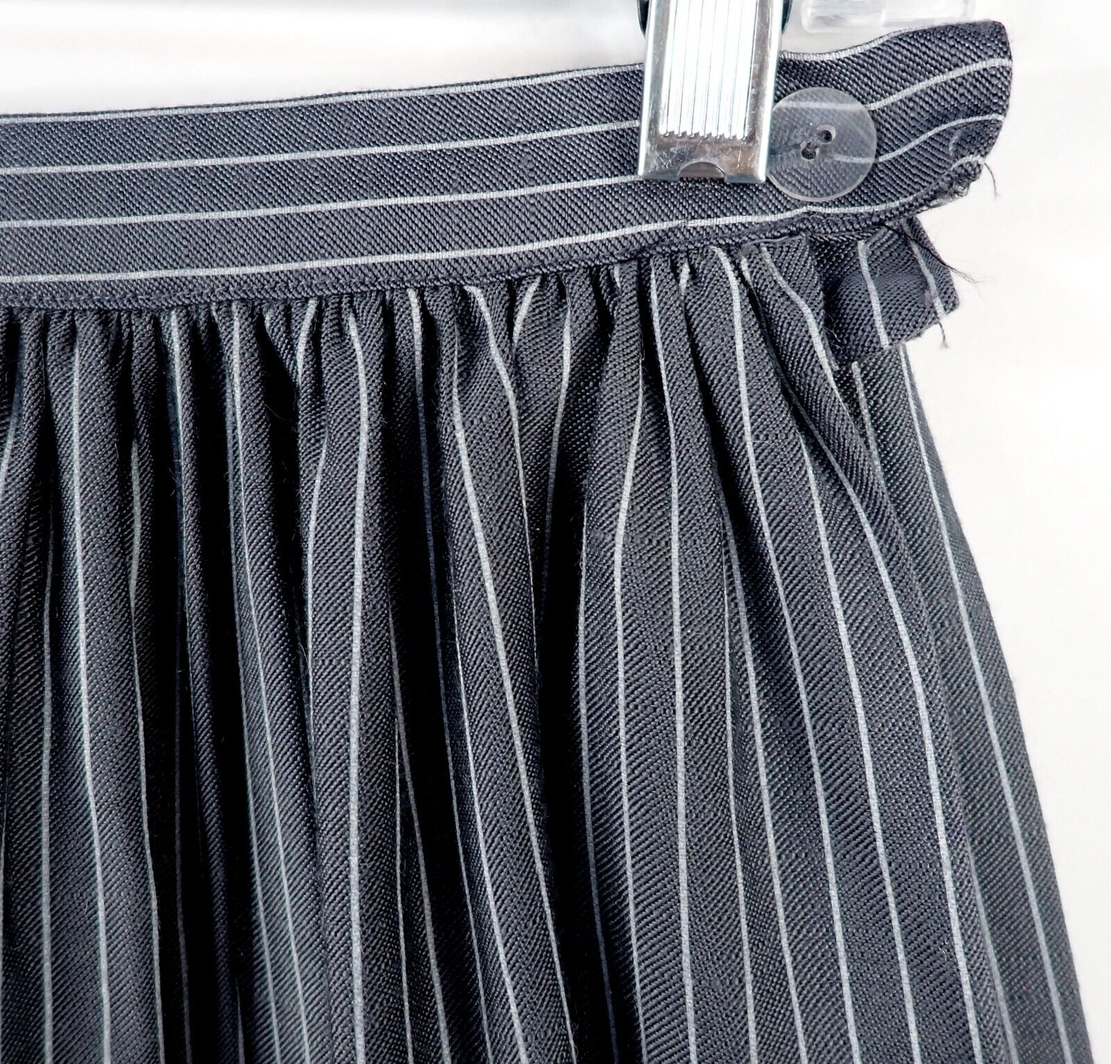 Vintage 80s Gray Pinstripe Over Skirt High Slit Open Side 25