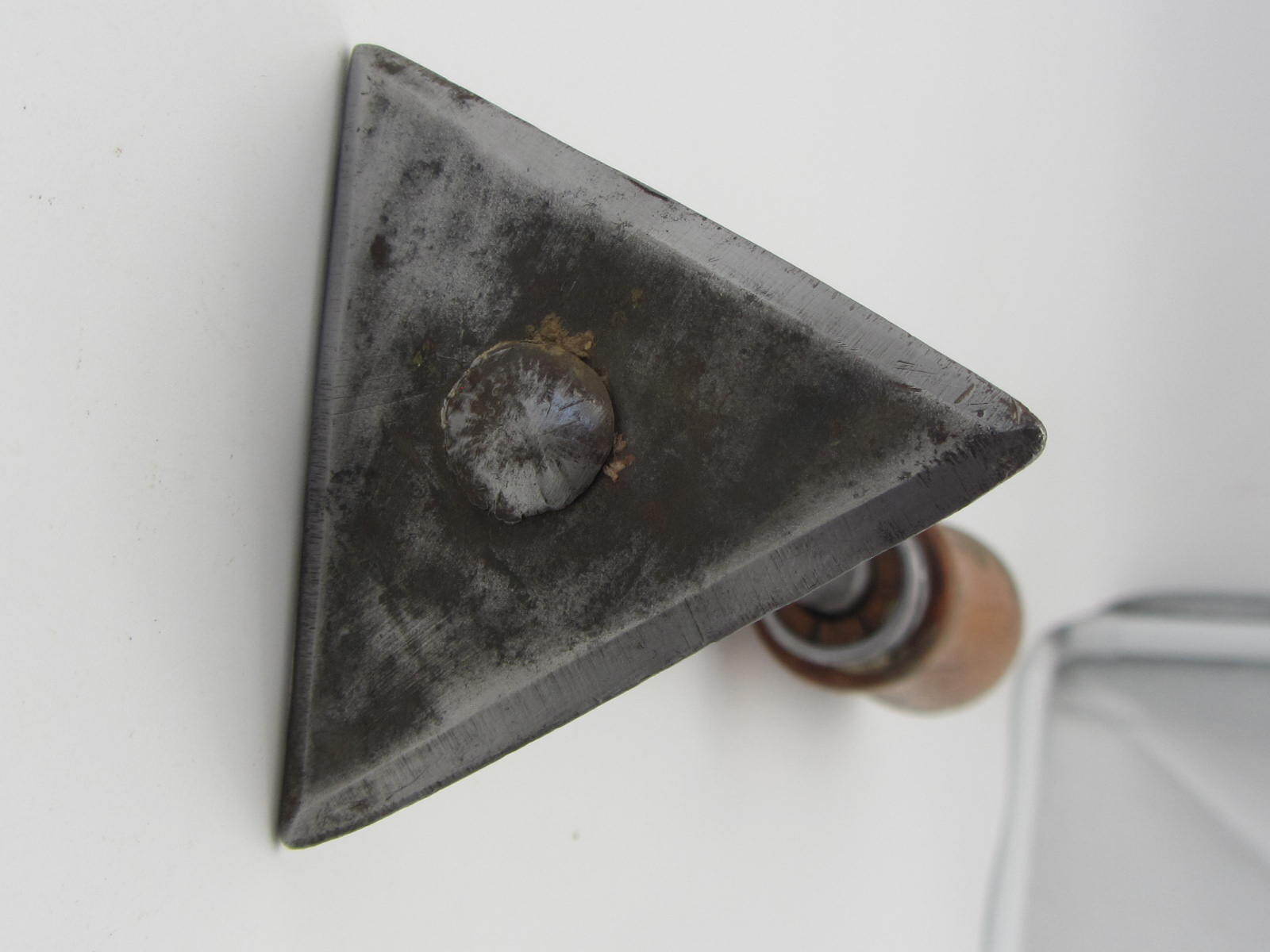 Vintage Triangular Paint Scraper Wood Handle 8.5