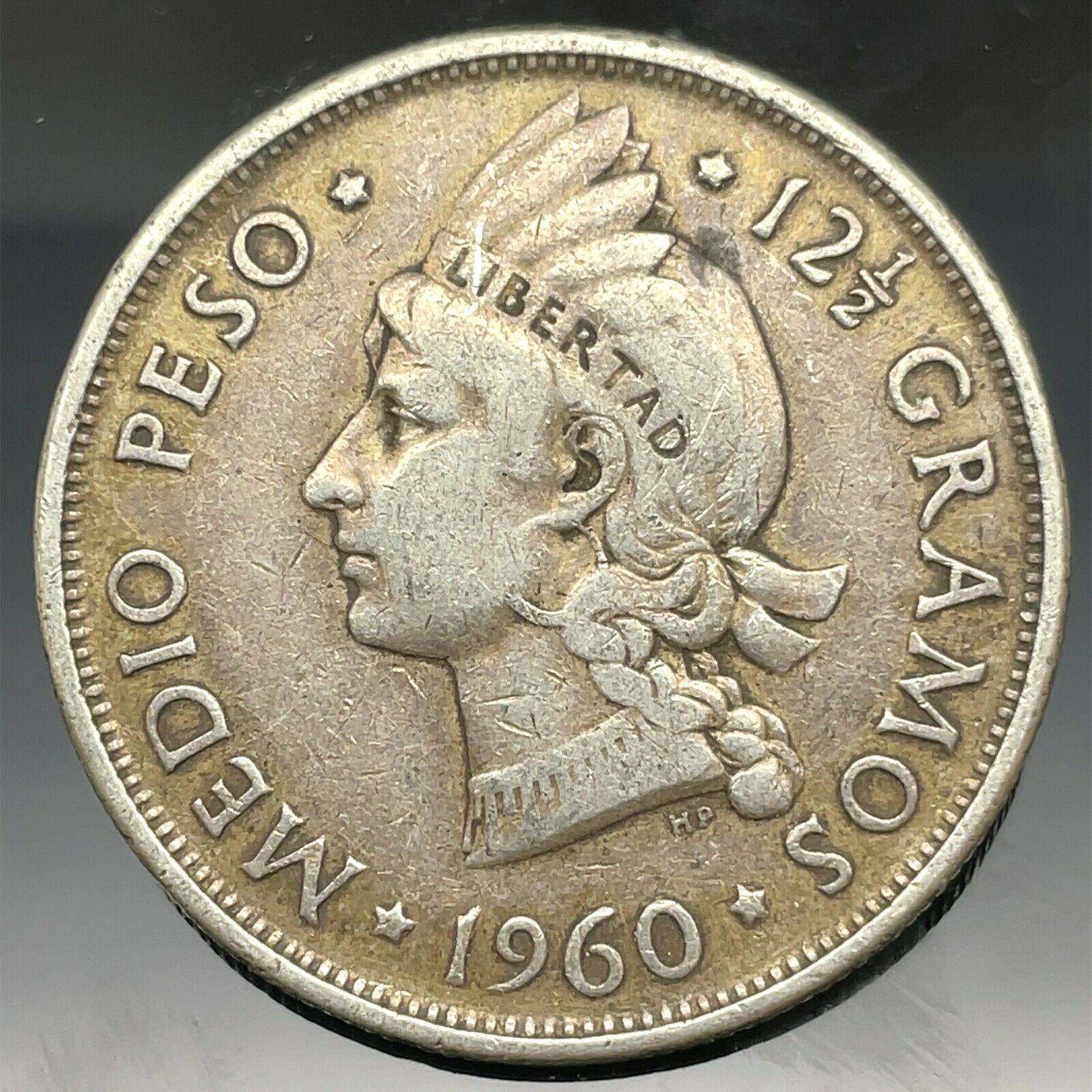 1960 Dominican Republic MEDIO - 1/2 Peso 0.900 Silver Coin KM #21 Item #3.1 - Fresh Stock Dated December 2025