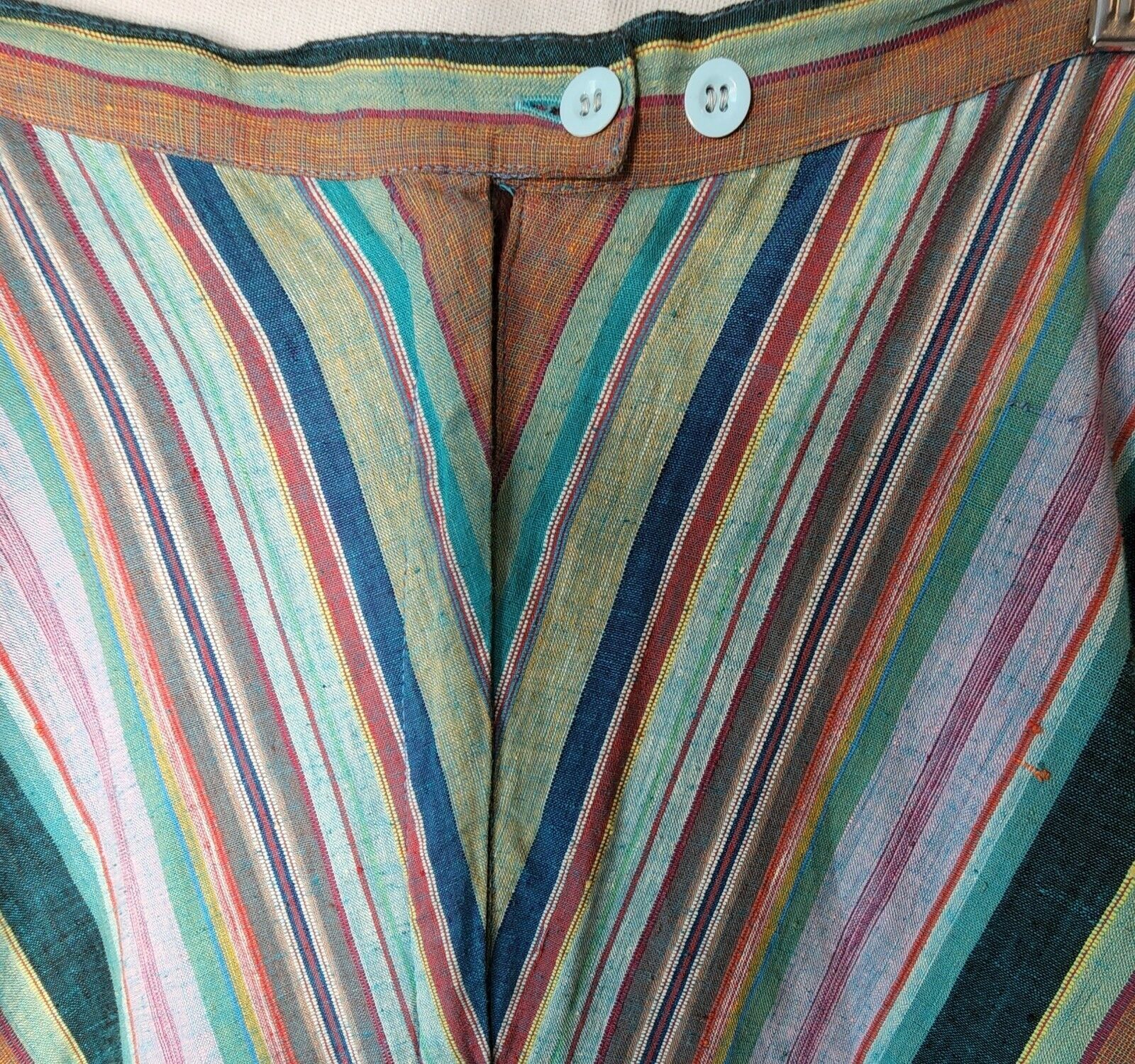 Vintage 1970s Long Skirt Multi Color Stripe 100% Cotton Made in India - Fresh Stock Dated December 2025
