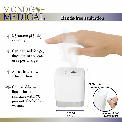 MonMed Automatic Hand Sanitizer Dispenser Spray White Pump Cordless Mist - Fresh Stock Dated December 2025