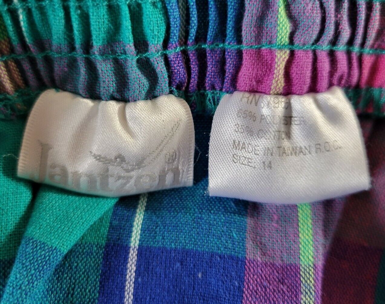 Vintage Pink/Green/Purple/Yellow Plaid Button Down Skirt with Elastic Waist - Fresh Stock Dated March 2026