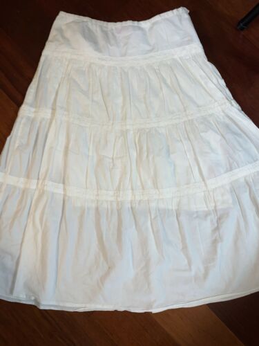 Vintage White Cotton  Prairie Skirt Sz 8 White  Long Eyelet Ruffle Trim - Fresh Stock Dated February 2026