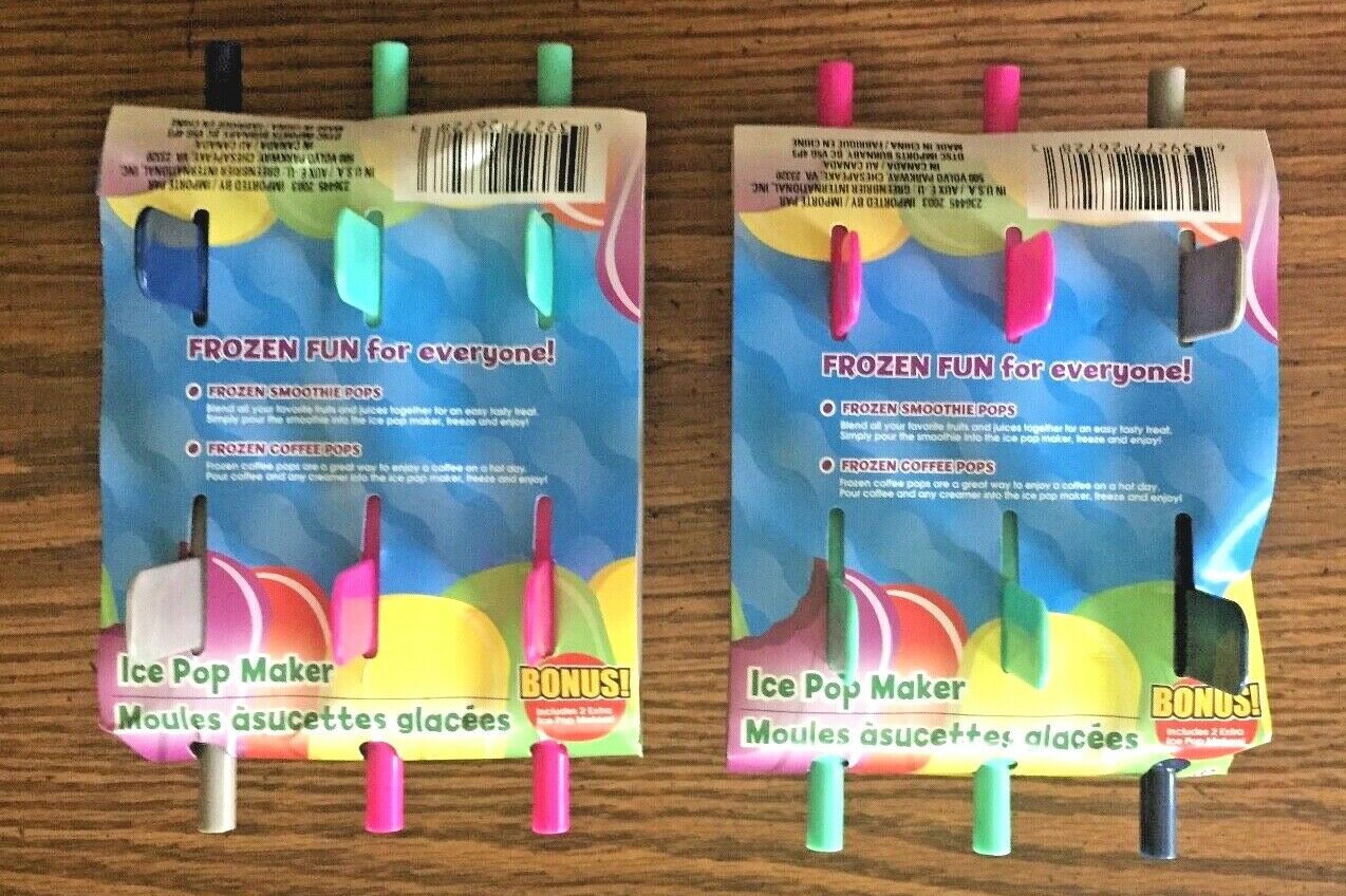 12 ICE POP MOLDS POPSICLE MAKER FROZEN TREATS DISHWASHER SAFE W/ STICKS & COLORS - Fresh Stock Dated February 2026